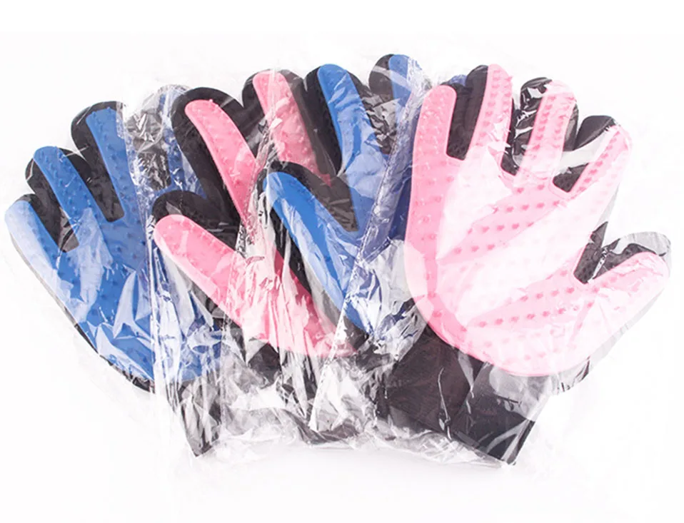 Blue Brush Glove For Animal Cat Cleaning Brush Finger Silicone Gloves For Cats Dogs Pet Hair Remover Glove Grooming              (12)