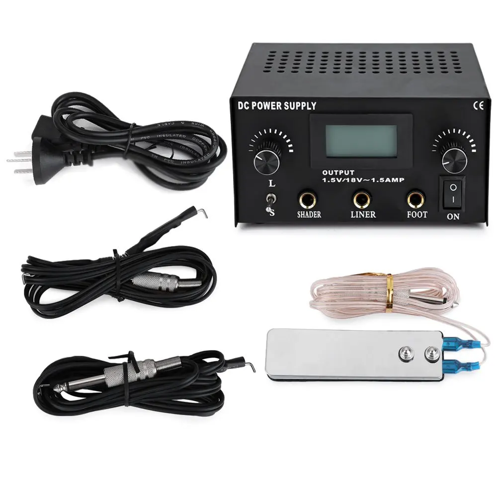 

Power Tattoo with Digital LCD Display Foot Pedal Switch 2 Clip Cords for Dual Machine 110V - 240V Specification