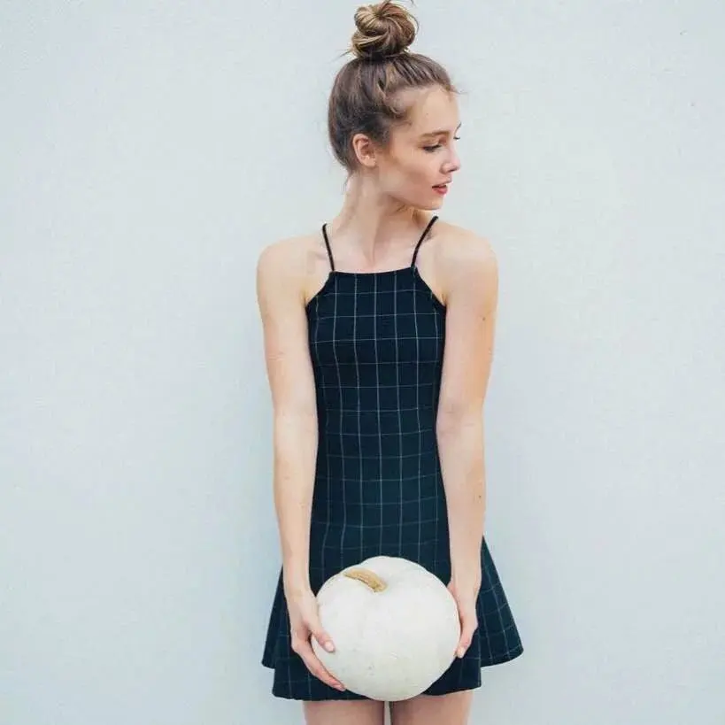 

sexy plaid Europe Vintage Dress 2019 summer women fashion bottoming party dress Slim spaghetti strap female banquet mini Dress