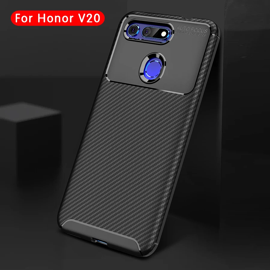 Чехлы для телефонов Huawei Honor View 20 чехол из углеродного волокна Мягкий Силиконовый