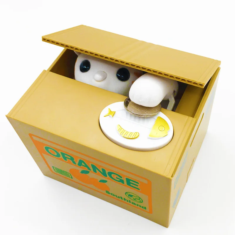 Pokemon электронный пластиковая коробка для денег украсть монеты копилка панда собака кошка коробка-сейф для денег для детский подарок стол