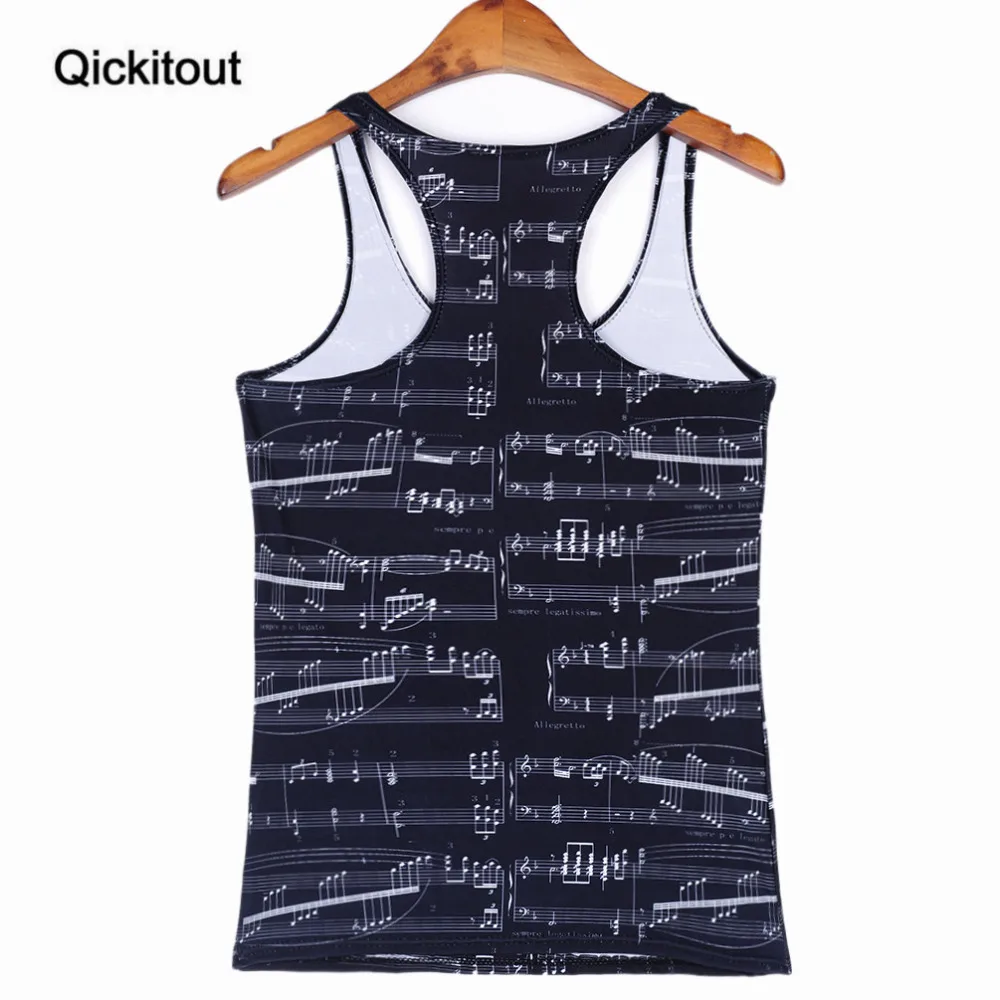 Qickitout топы летние женские блузки без бретелек без рукавов с цифровым принтом повседневные топы с замечательной музыкальной нотой женские майки