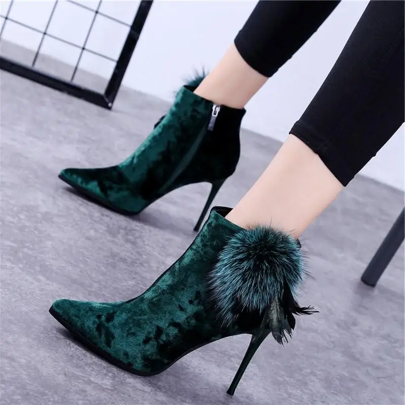 

Stiletto heels ankle boots and bare boots pointed 2019 winter new wave