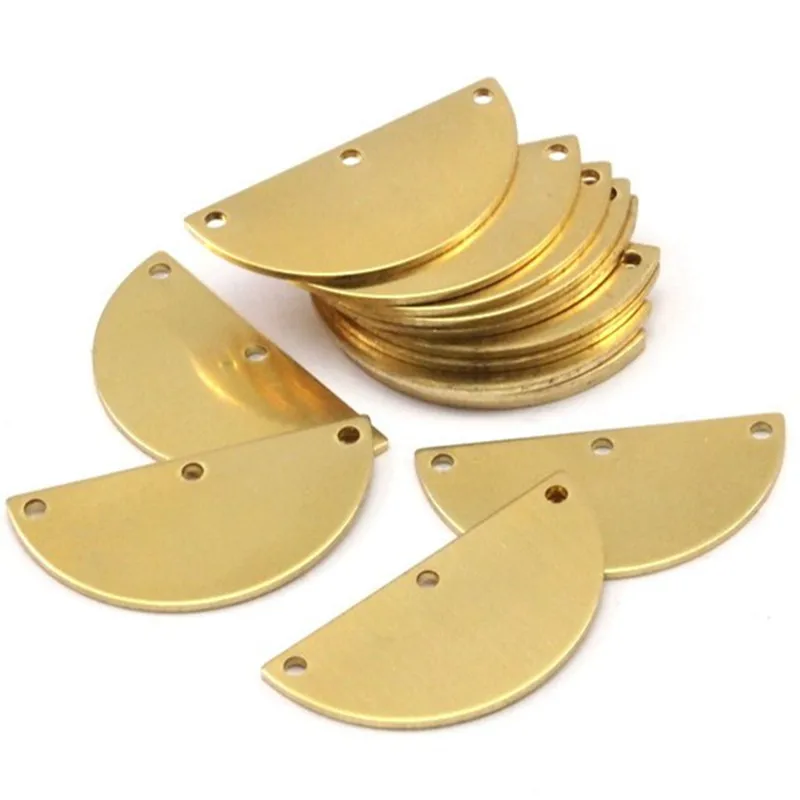

10PC Raw Brass Semi Circle Blanks Earring Connectors.charm Necklace (Nickel Free and Lead Free).(30x15x0.80mm) CHOOSE
