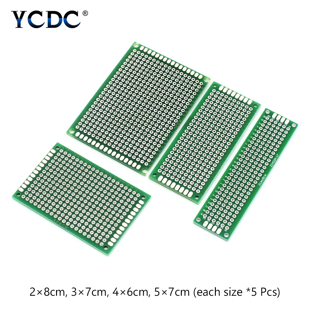 4 размера смесь PCB прото печатная плата двухсторонняя полоса макетная плата 20 шт