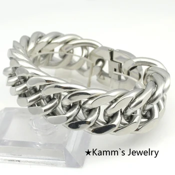 

22cm*22mm Pulseira ouro Chain Bracelets Silver Big Stainless Steel arm cuff ancora jamaica turkish jewelry nautical Punk KB687
