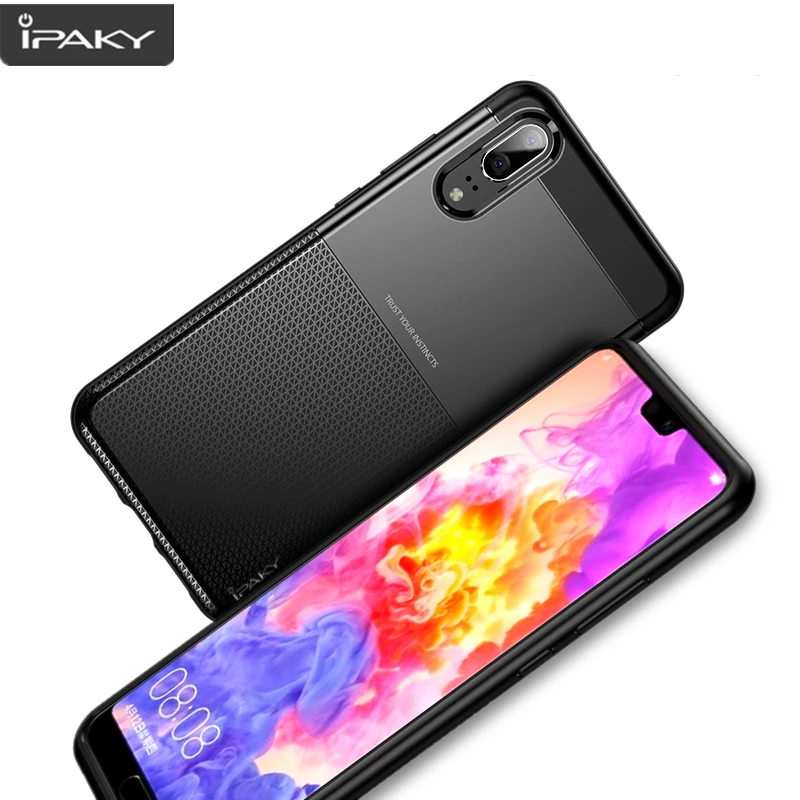 

for Huawei P20 Case IPAKY P20 Lite Nova 3e PC Shockproof Hybrid Silicone 2 in 1 Armor Soft Cover for Huawei P20 Pro Case