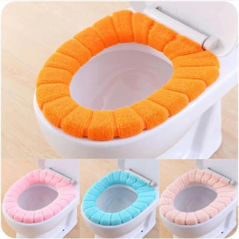 

Comfortable Velvet Coral Bathroom Toilet Seat Cover Washable Closestool Standard Bathroom Warmer Lid Top Cover Pad Cushion