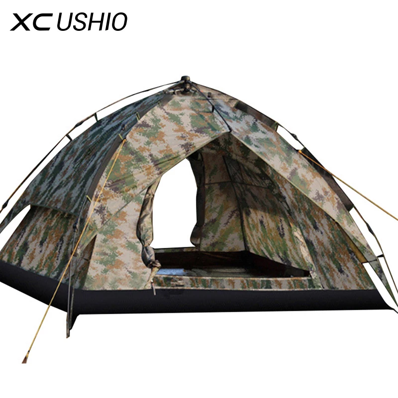 

3-4 person Quick Open Automatic Tent Double Layer Rainproof Camouflage Military Tent for Outdoor Camping Fishing Hunting