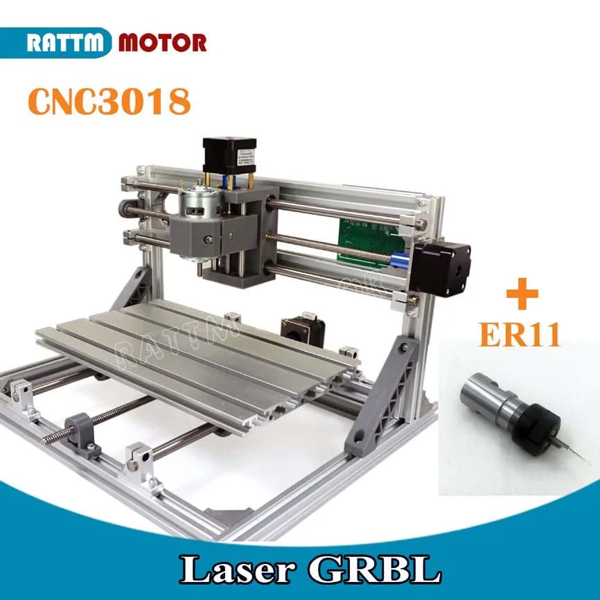 В ЕС! CNC 3018 GRBL управление Diy станок с ЧПУ 30x18x4,5 см, 3 оси Pcb ПВХ фрезерный станок древесины маршрутизатор лазерная гравировка v2.5 - Цвет: 3018-ER11