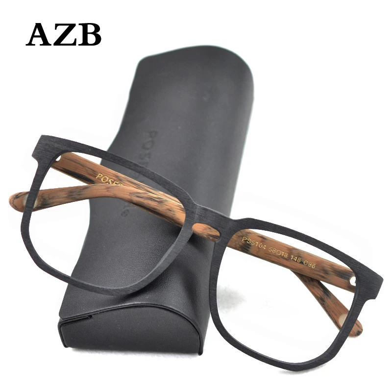 

AZB Vintage Retro Wood Glasses Frame Women Men Oversized Optical Eyaglasses Frames for Prescription Lens Spectacles Frame