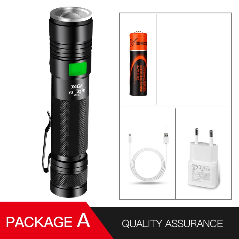 YAGE Q5 2000LM алюминиевый Zoomable 5 режимов CREE светодиодный USB клип флэш-светильник фонарь светильник с 18650 флэш-светильник конвой для автомобиля ручка светильник - Испускаемый цвет: As Show