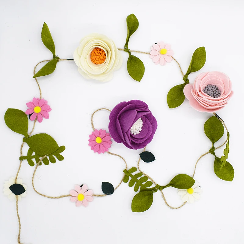 

1.2m Non Woven Felt Fabric Artificial Flower Garland Rattan Handmade DIY Materials Package Wedding Decoration Felt Flower Kits