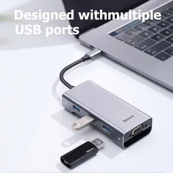 

Baseus HUB Multi USB C to USB3.0 Type-C HUB Splitter for Phone Laptop Adapter Type-c HUB For MackBook Pro Air USB-C Splitter