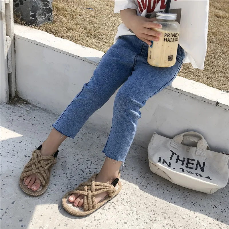 

2019 Spring Summer New Arrival korean style cotton pure color all-match casual fashion jeans pants for cute sweet baby girls