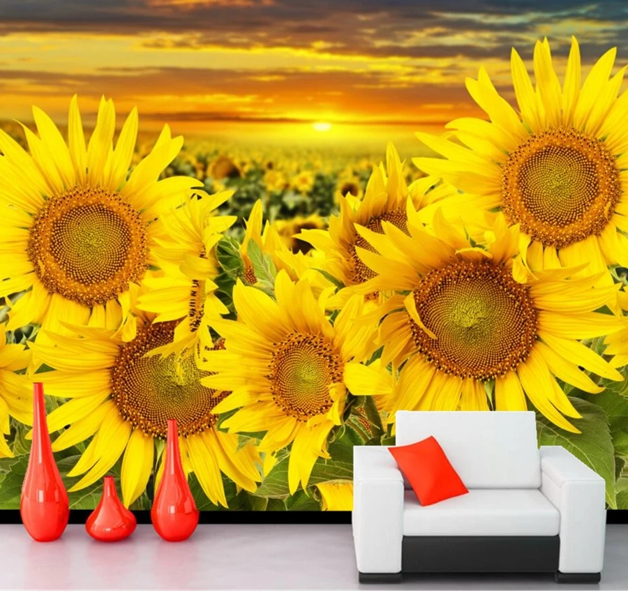 Personalizzato 3d murale, Girasoli Albe e tramonti Fiori