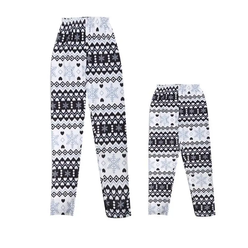 

Mommy Baby Girl Snowflake Leggings Elastic Skinny Pants Parent Child Tights