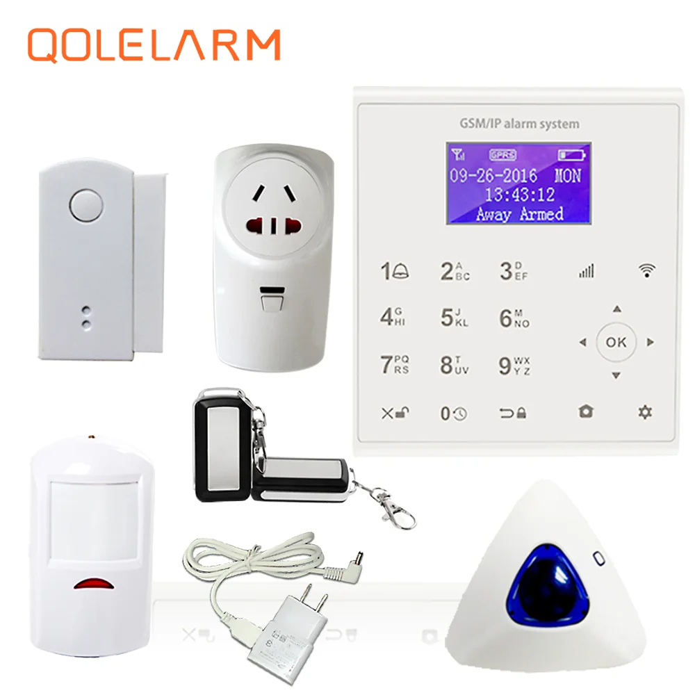 

QOLELARM English/Spanish/Italian/Slovakia Menu WIFI GSM GPRS Burglar Smart Home Alarm Systems APP 20CH smart socket control