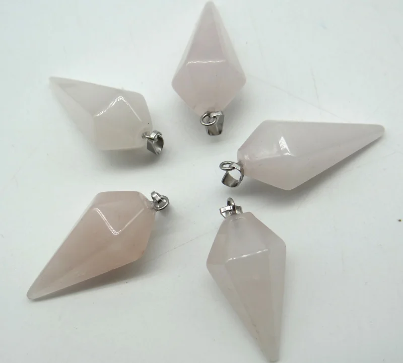 Natural Stone Opal tiger eye agates Rose Quartz Reiki pendulum Hexagonal pyramid pendants for DIY Jewelry making Gift 24pcS | Украшения и