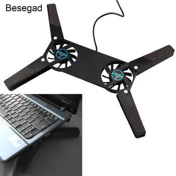 

Besegad Dual USB Fans Cooling Pad Fan Cooler Pad Stand Holder Support Rack Low Noise Built for PC Laptop Computer Accessories