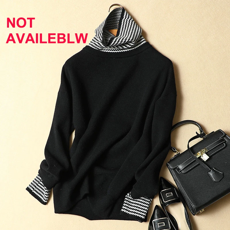 ONLY Yellow AND Red AVAILABLE winter women sweater female loose striped turtleneck pullovers female loose thick warm sweater