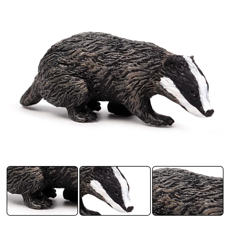 Simulation Forest Wild Animal Model One Piece Badger Wolverine Anteater Beaver Bear Action Figure PVC Toy Figurine Gift for Kids