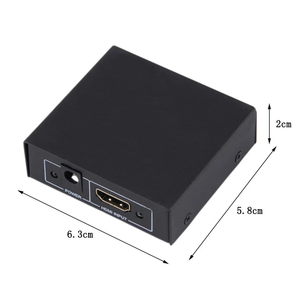

10PCS HDCP 1080P 1 in 2 Out HDMI Splitter Amplifier Dual Display For HDTV DVD PS3
