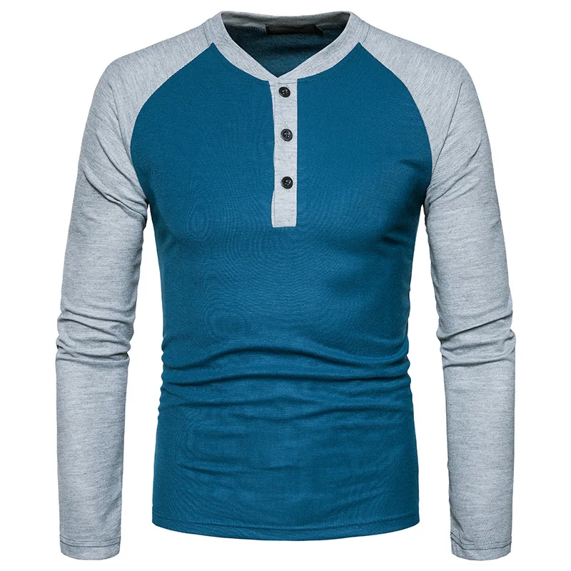 

WSGYJ Men T-shirt 2019 Brand Contrast Color Raglan Sleeve Casual Slim Long Sleeve T Shirt Men Cotton Breathable Tees