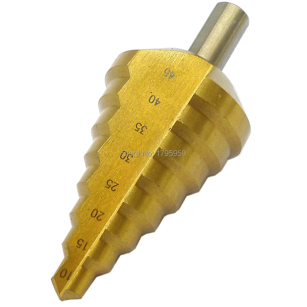 Titanium HSS Large Step Drill Bits Metal Drilling Hole Cutter Tools 10mm 45mm Industrial Reamer