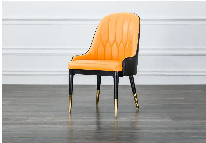

Light luxurious dining chair Italian designer fashionable stitching leather back neoclassical dining chair..