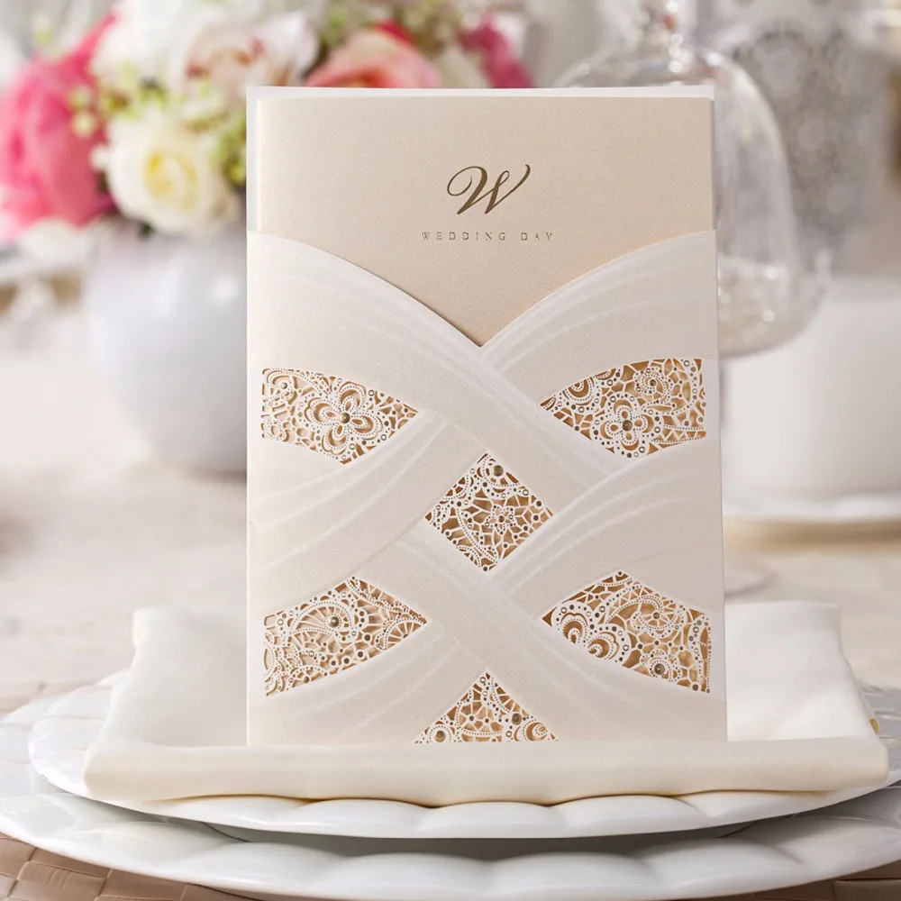 50pcs Vertical Laser Cut White Hollow Fl Wedding Invitations 50pcs Vertical Laser Cut White Hollow Fl Wedding Invitations Pearl Paper Cards For Marriage Favors Customizable Cw060 In From Home