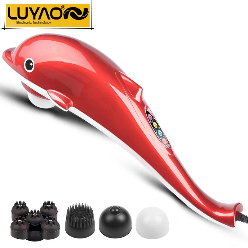 

LUYAO Electric Dolphin Massager body relax massage hammer with Infrared heating function.Vibration neck and back massage stick