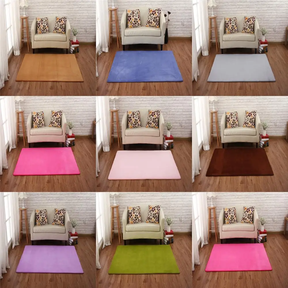 Coral velvet memory cotton carpet solid color door mat non-slip absorbent living room rug bedroom stairs anti-slip carpet