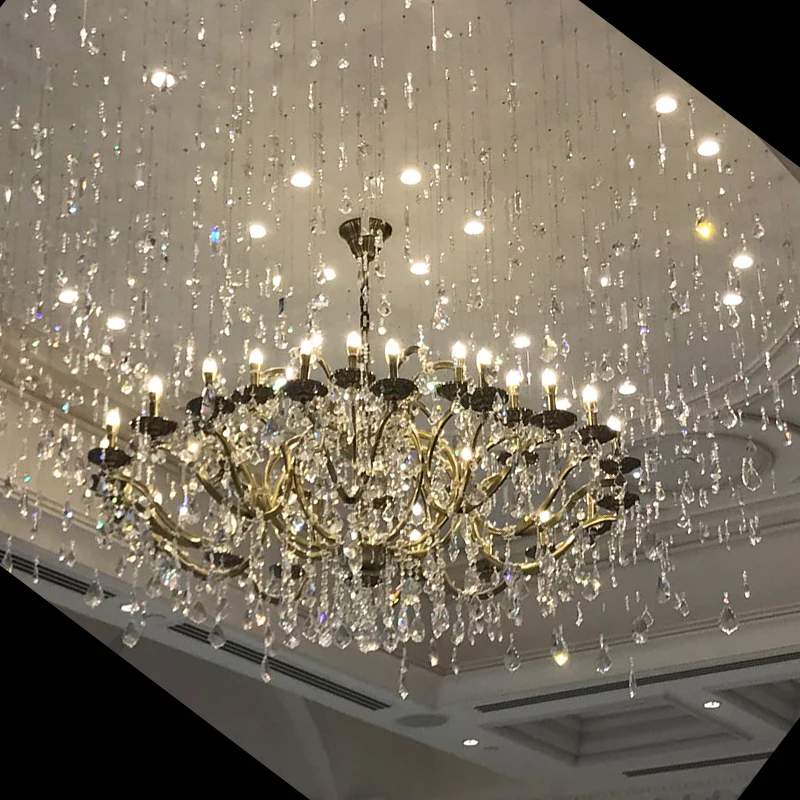 

Customization Fancy Iron Crystal Chandelier Lights Indoor Luxury Lighting Crystal Decoration For Living Room