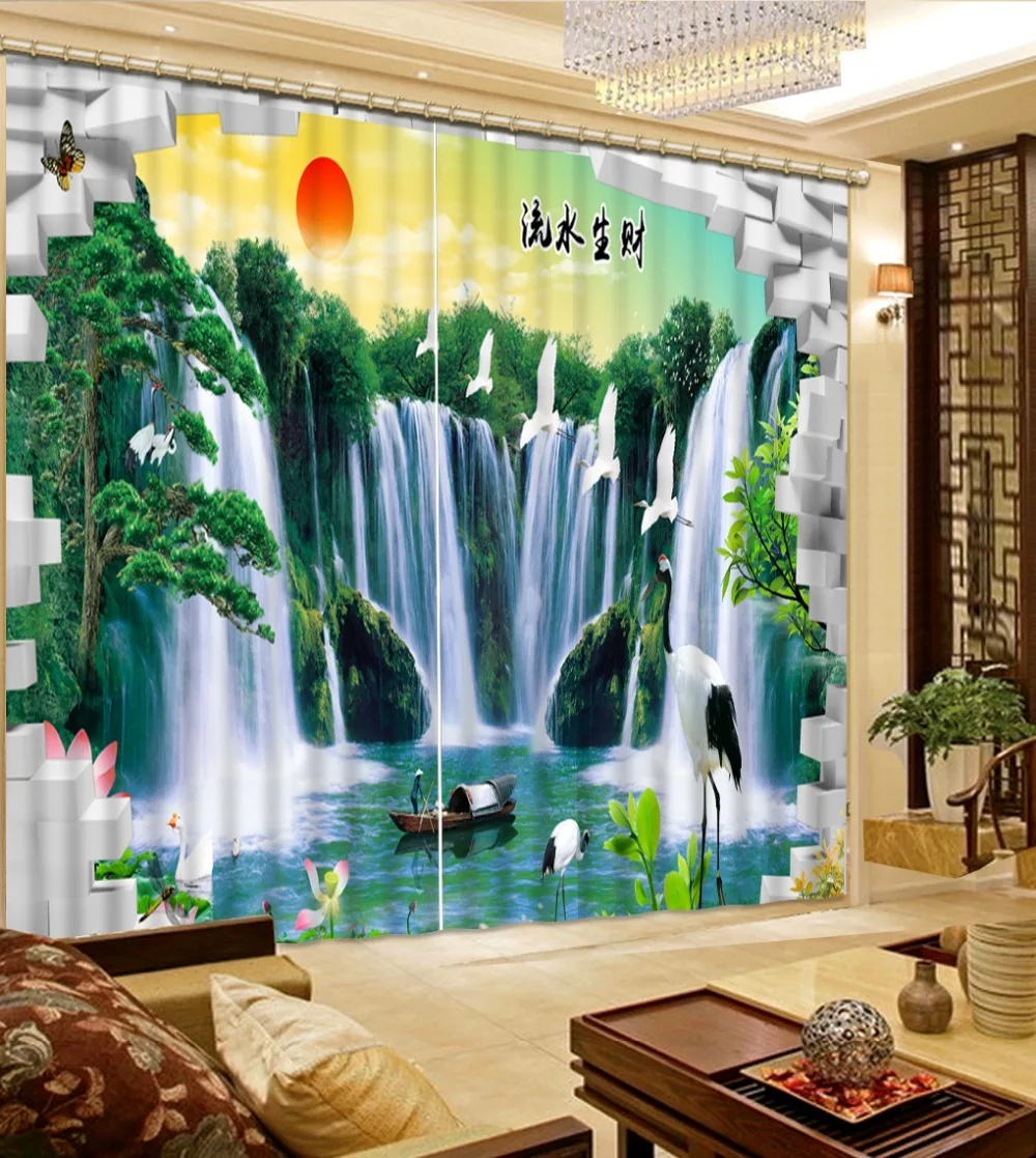 Top Klasik 3D Gaya Eropa Waterfall 3d Jendela Gorden Untuk Ruang