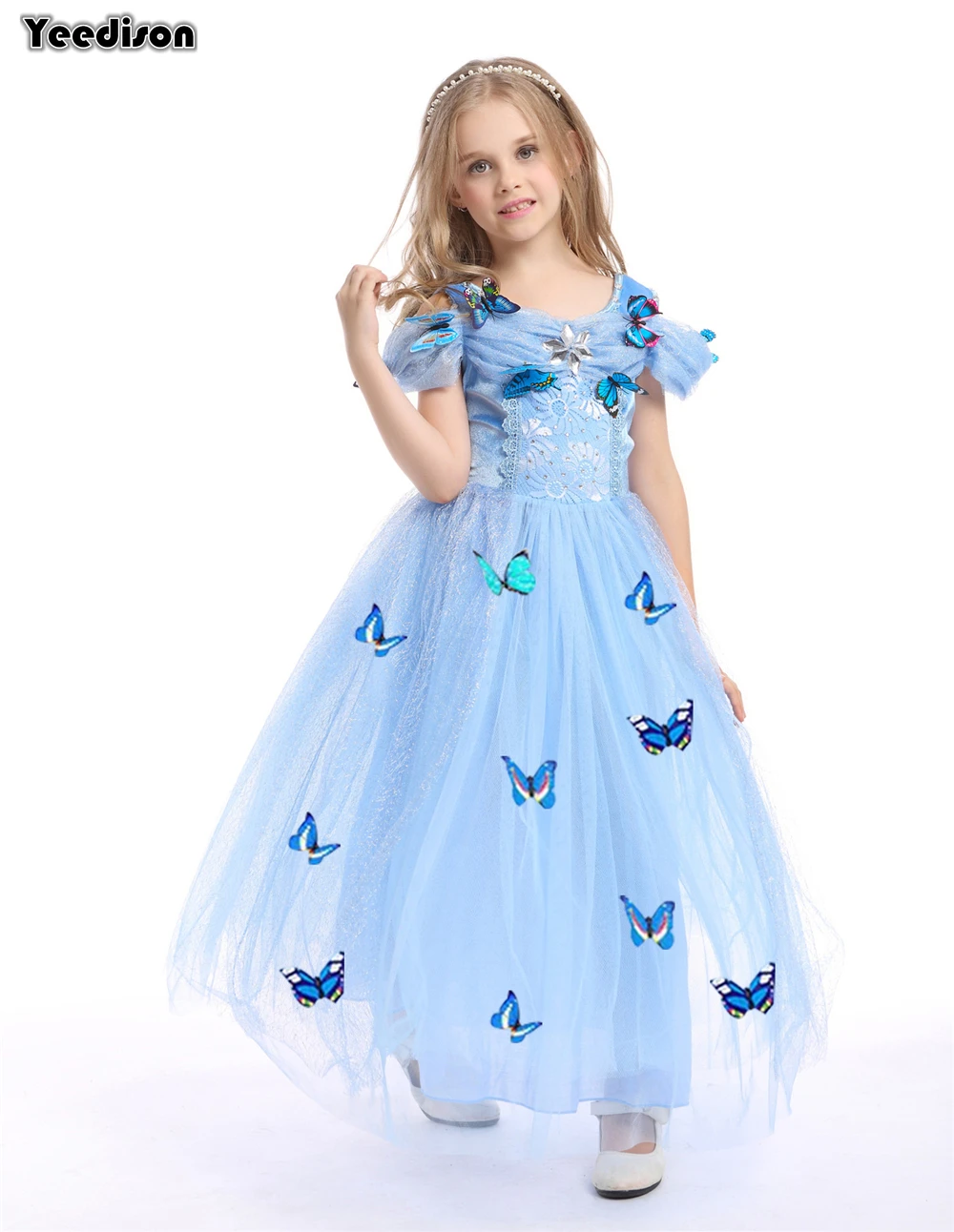 Yeedison Cute Butterfly Girls Dress Summer Kids Elsa Dresses For Girls Cotton Girl Party Princess Dress Cosplay Children Costume (1)