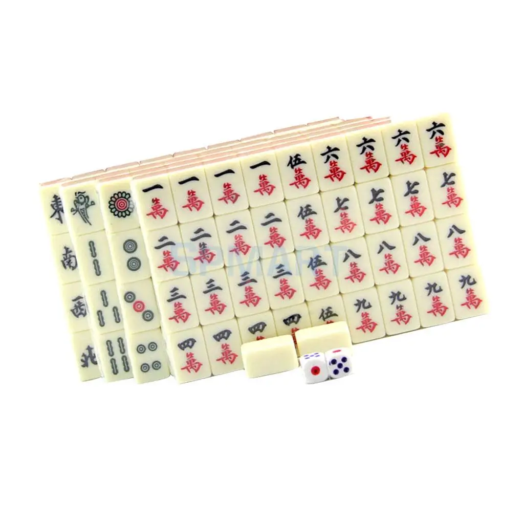 Mini Mahjong Mahjongg Mah Jongg Mah-Jongg Majiang Travel Board Game Set Chinese Traditional Mahjong Games 144 Tile in Case Toy