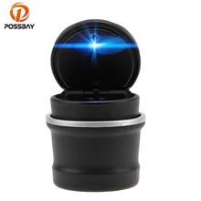 POSSBAY Универсальная автомобильная пепельница стакан для хранения держатель светодиодный свет пепельница контейнер для лотков для honda, Peugeot Benz Toyota