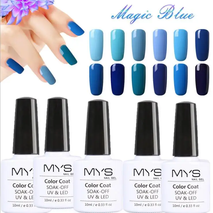 MYS 10ml Nail Polish Lacquer UV LED Lamp Drying Magic Blue Color Top Base Coat Needed Soak-off Gel Pick 1 | Красота и здоровье