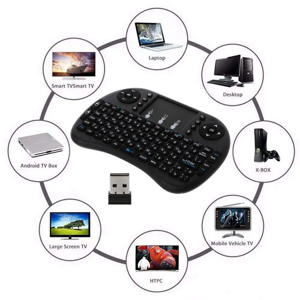 Мини i8 Беспроводная Клавиатура 2 4 ГГц английские буквы мульти медиа Air mouse пульт