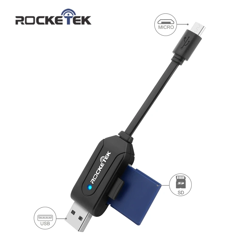 Rocketek micro usb 2 0 мульти в 1 памяти otg телефон кардридер адаптер для SD/TF SD pc компьютер