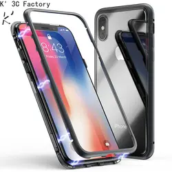 K' 3C встроенный магнитный чехол для iPhone X XR XS Max металлический магнит Адсорбция чехол для iPhone 7 8 Plus 6 6 S задняя крышка Бесплатная стекло