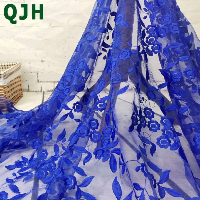 

Brand Organza Water soluble lace Embroidery Mesh French Voile Milk Silk Lace Fabric for Wedding Dress Garment accessories Red