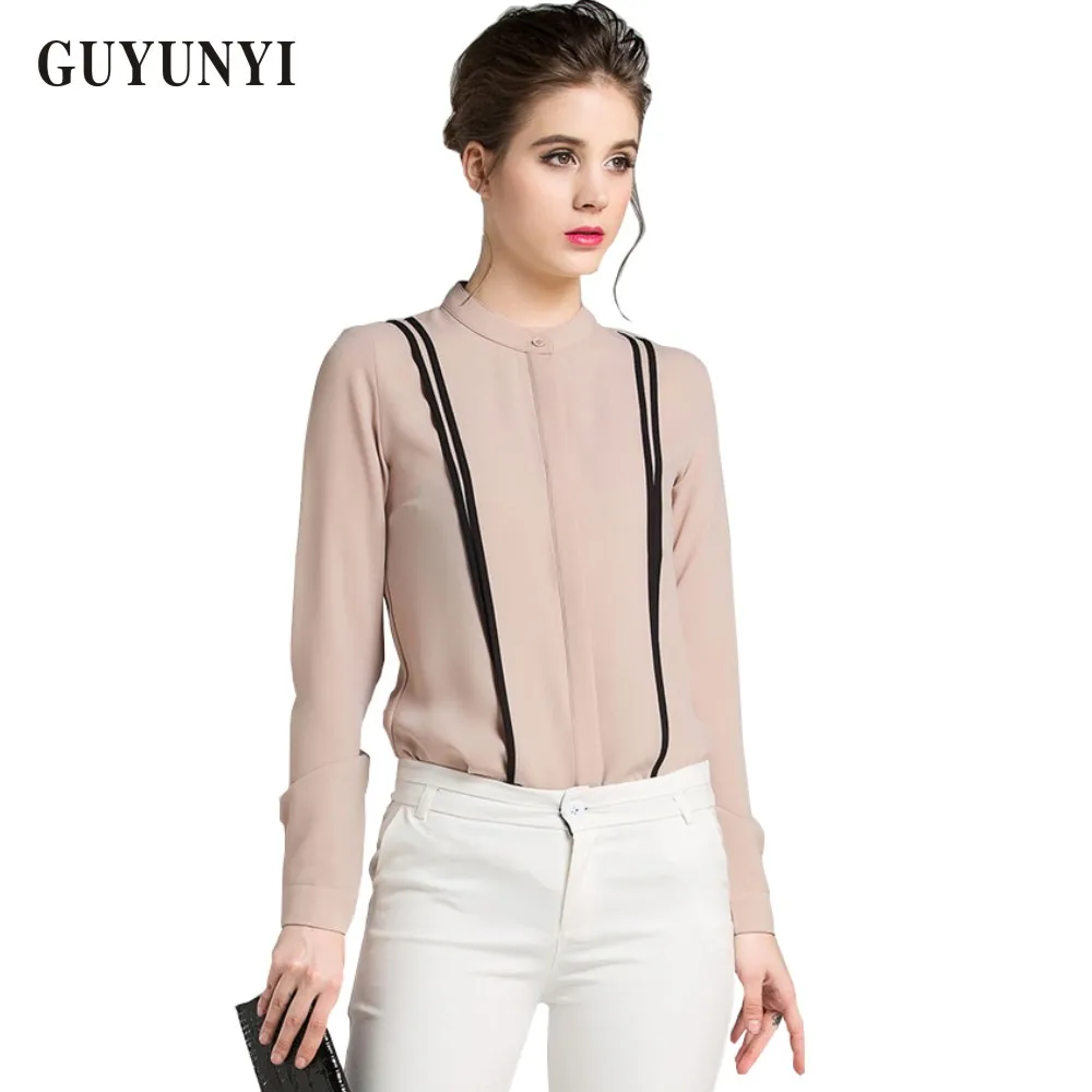Fashionable Women S Blouses Office 2015 Summer Style Long Sleeve Chiffon Shirts Blouses High Quality Stitching
