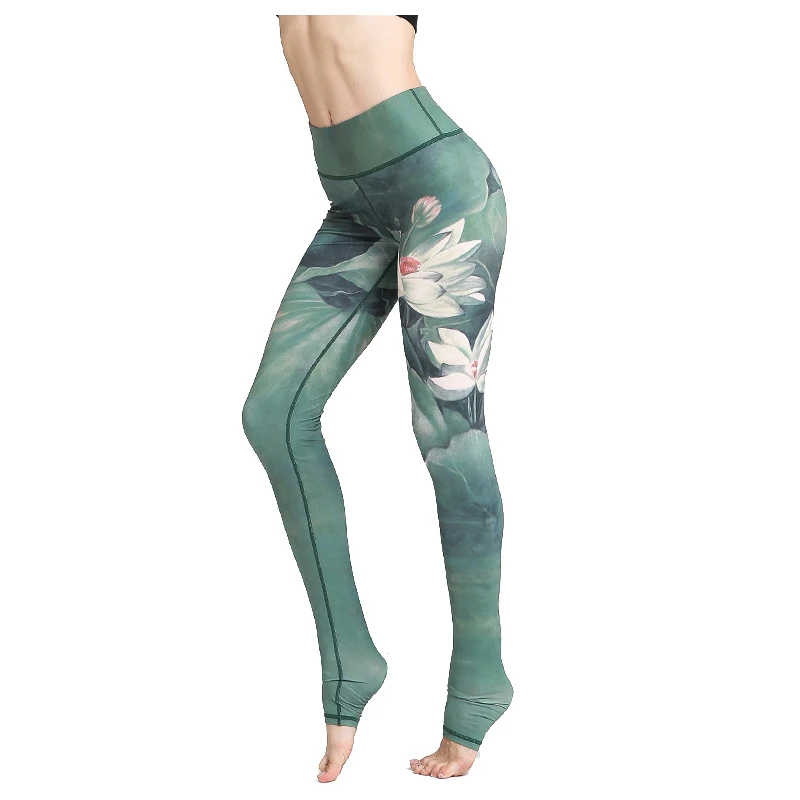 Женские штаны для йоги с высокой талией принтом фитнеса спорта женские леггинсы