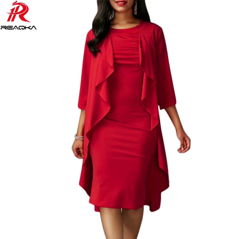 Fashion Women Summer Autumn Dress Casual Red Cloak Sleeve Elegant Womens Bodycon Novelty Ladies