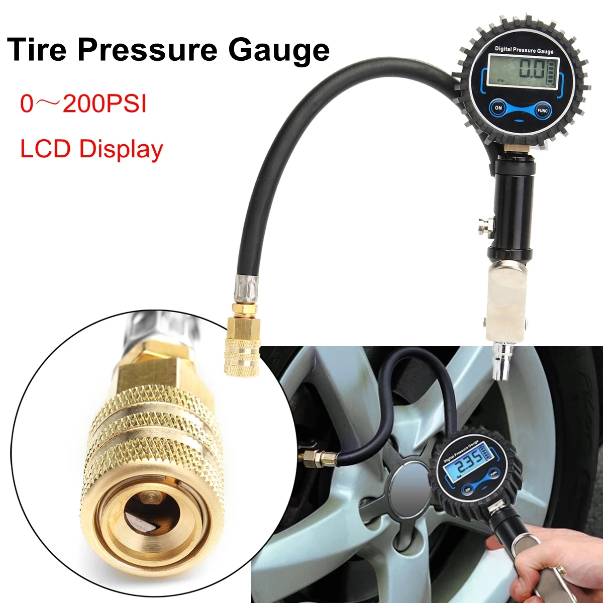 

Autoleader 0-200PSI Car Auto Motorcycle Bike Truck Tire Pressure Gauge Digital Tire Inflator LCD Display with Aluminum alloy