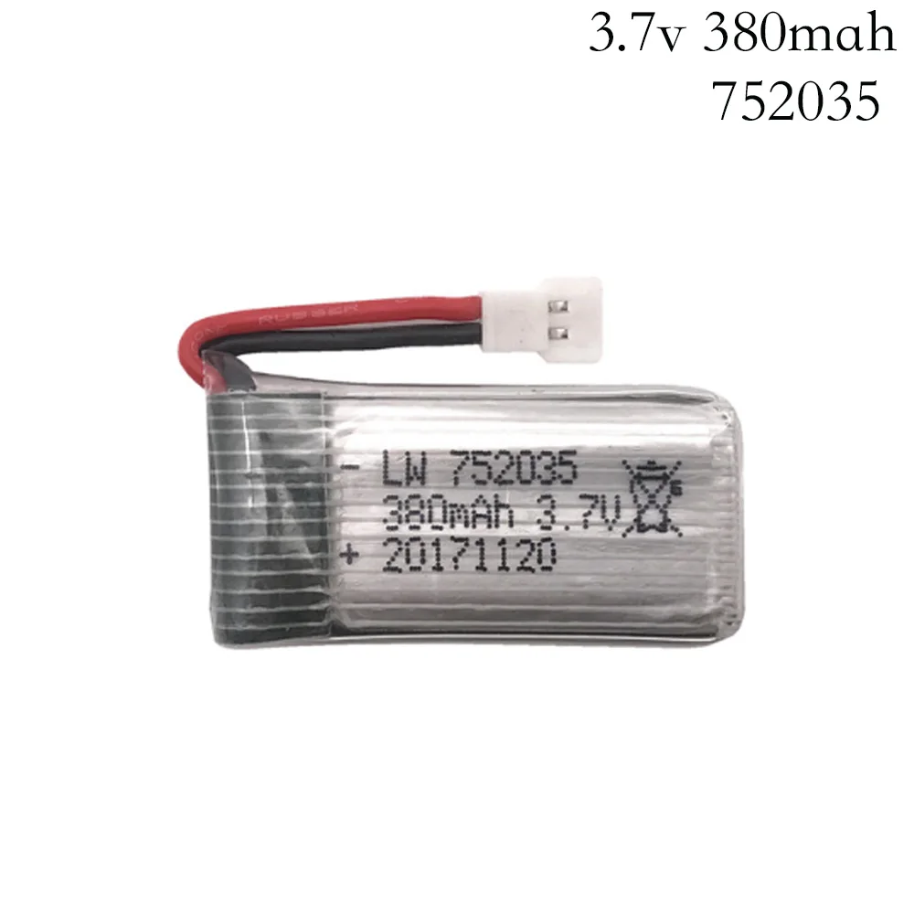 3,7 V 380mAh 25C Lipo батарея запасная Замена для Hubsan X4 H107 H107L H107D JD385 JD388 RC самолета мульти-роторы 752035