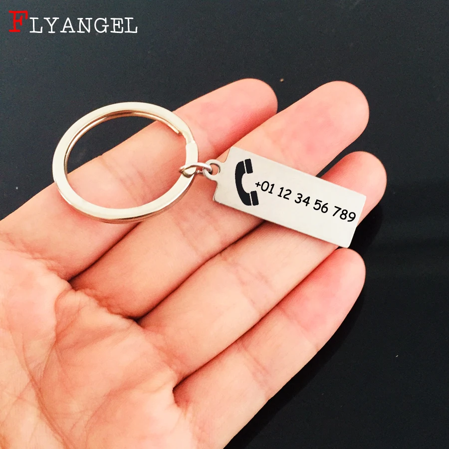 Customized Phone Number Keychain Anti lost Pendant Keyring Custom Car