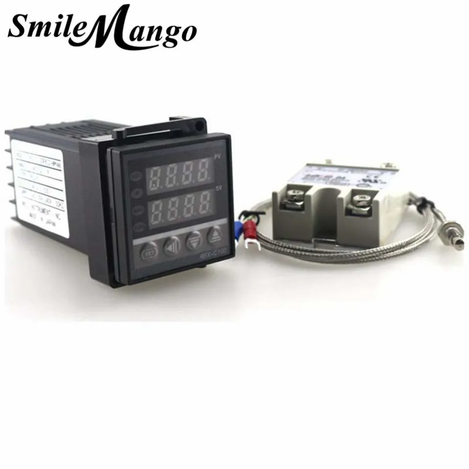 Smilemango цифровой pid Температура контроллер термостат REX-C100+ max.40a ССР реле+ K термопары